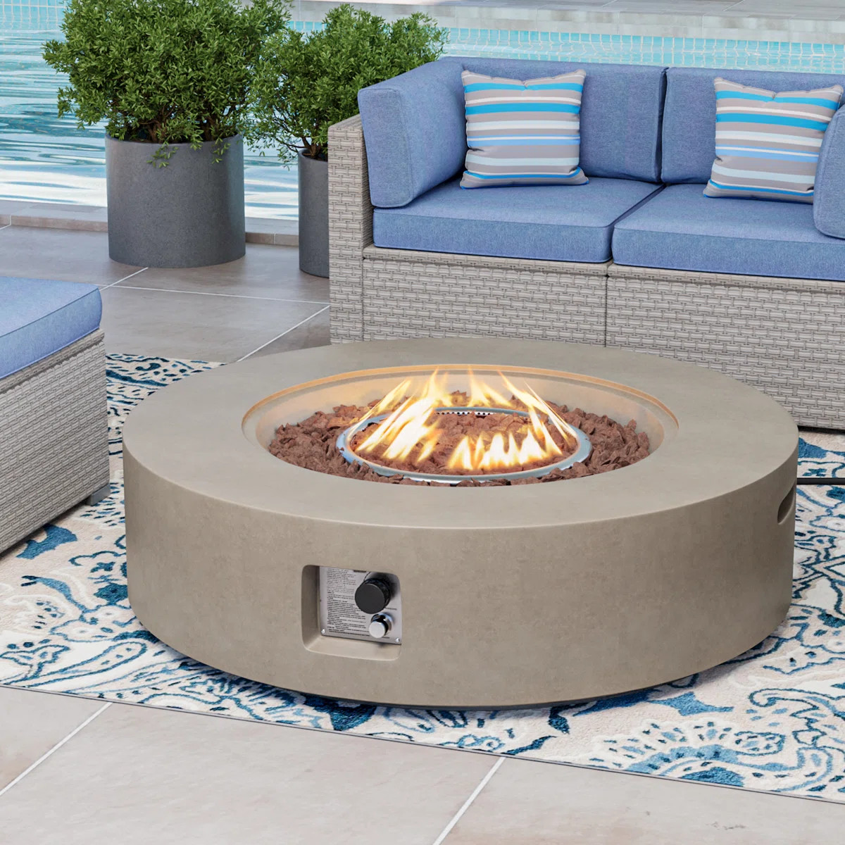 Borgia Concrete Propane Fire Pit Table | Wayfair North America