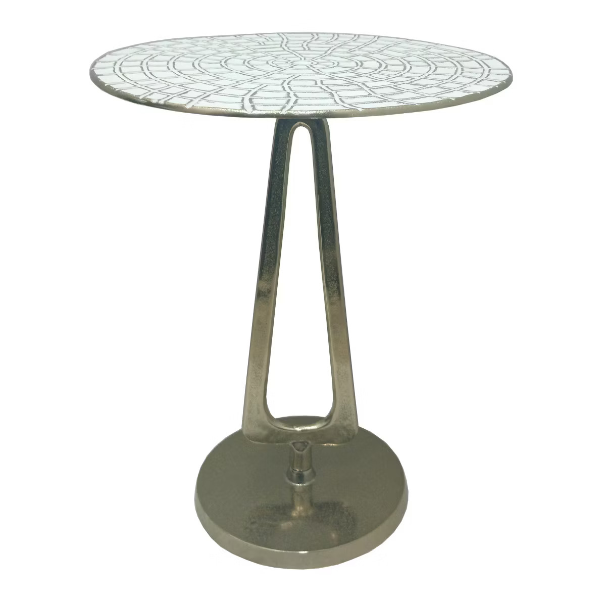Round Side Table with Patterned Metal Top - Narrow End Table for Living Room or Bedroom - Modern ... | Target