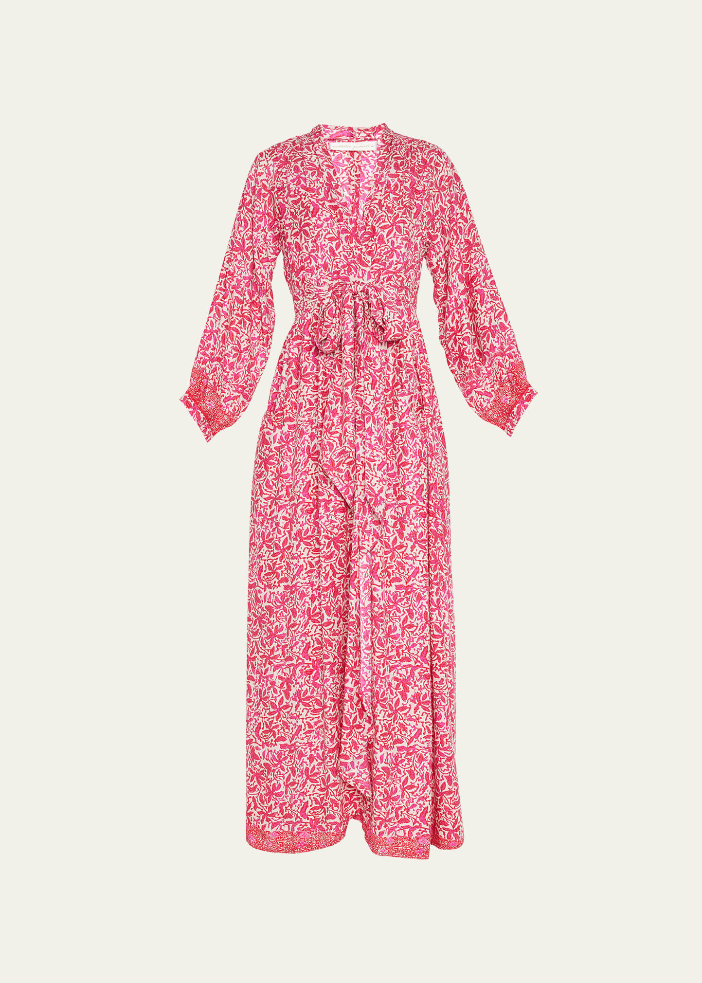 Natalie Martin Nico Long-Sleeve Printed Silk Maxi with Sash | Bergdorf Goodman