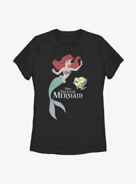 Disney The Little Mermaid Friends Ariel and Flounder Womens T-Shirt | BoxLunch