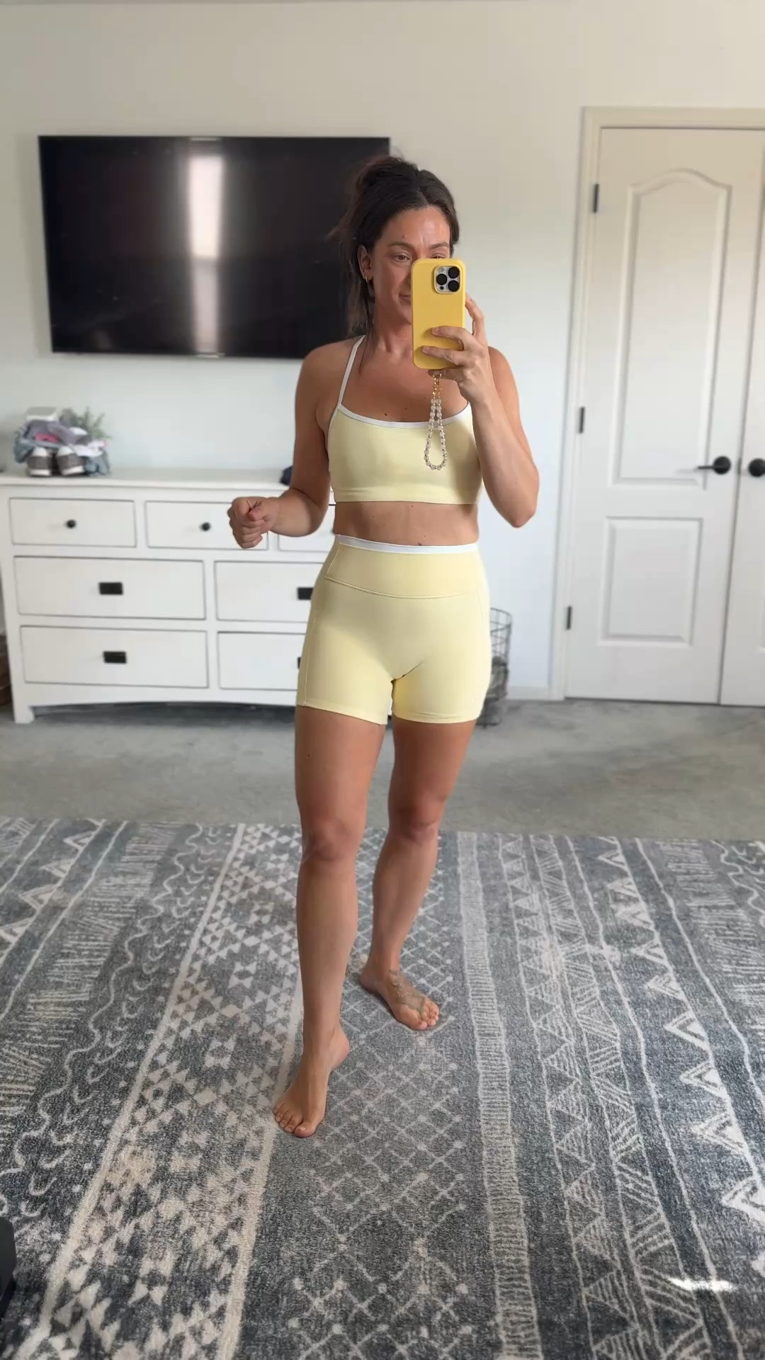 Cutest set! Love the double layer look, no front inseam, and the adorable back! TTS and comes in other colors

#LTKfitnessgoals #LTKActive #LTKPetite