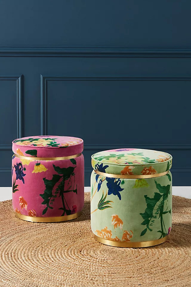 Velvet Floret Stool | Anthropologie (US)