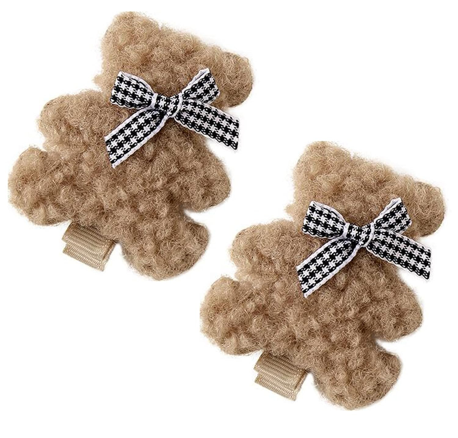 CRIZAN 2Pcs Brown Plush Bear Hair Clips Duck Bill Accessories For Girls Toddler Kids Children | Amazon (US)