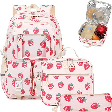 Backpack for Girls 3pcs Set Kids Backpack with Lunch Box Students Kawaii Book Bag for Elementary ... | Amazon (US)