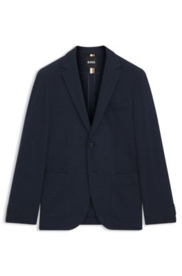 BOSS Herringbone regular-fit jacket in a cotton blend - Dark Blue Men's Sport Coats size 42R | Hugo Boss (US)
