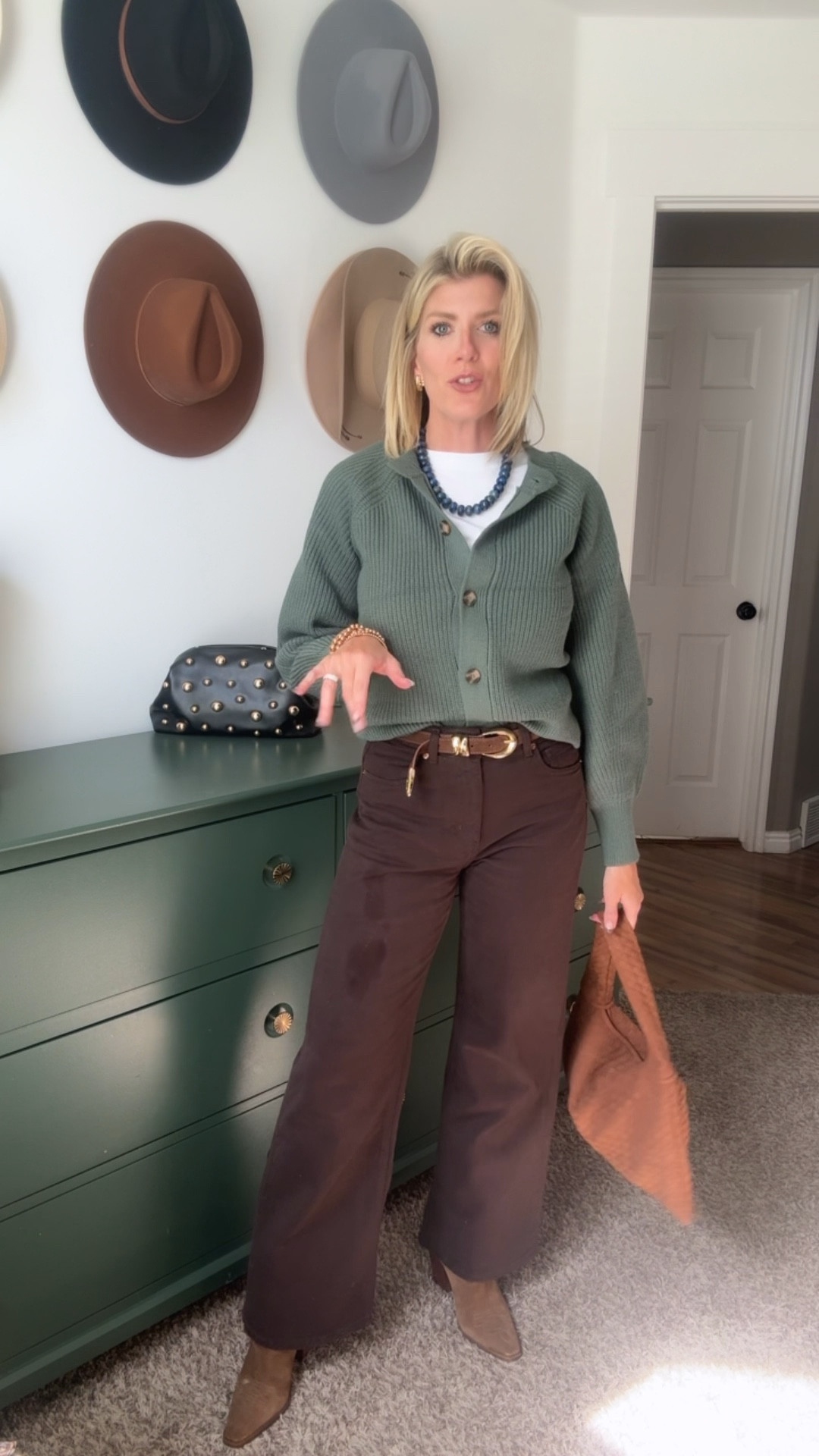 Brown pants
Costco sweater
Fall look 
Modest outfitt

#LTKWorkwear #LTKOver40 #LTKStyleTip