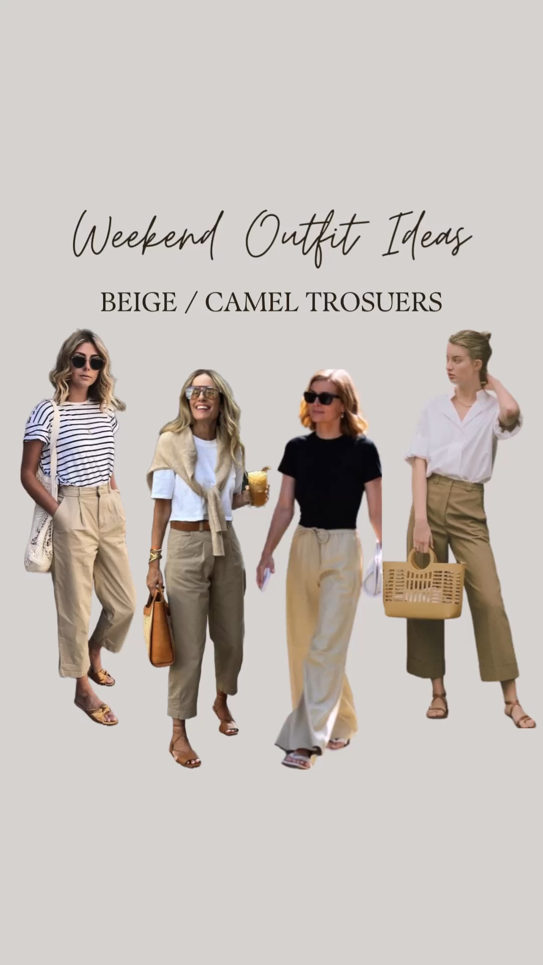 Beige/Camel Trousers styled 4 ways for a relaxed weekend vibe 💛✨

#LTKspring #LTKsummer #LTKstyletip