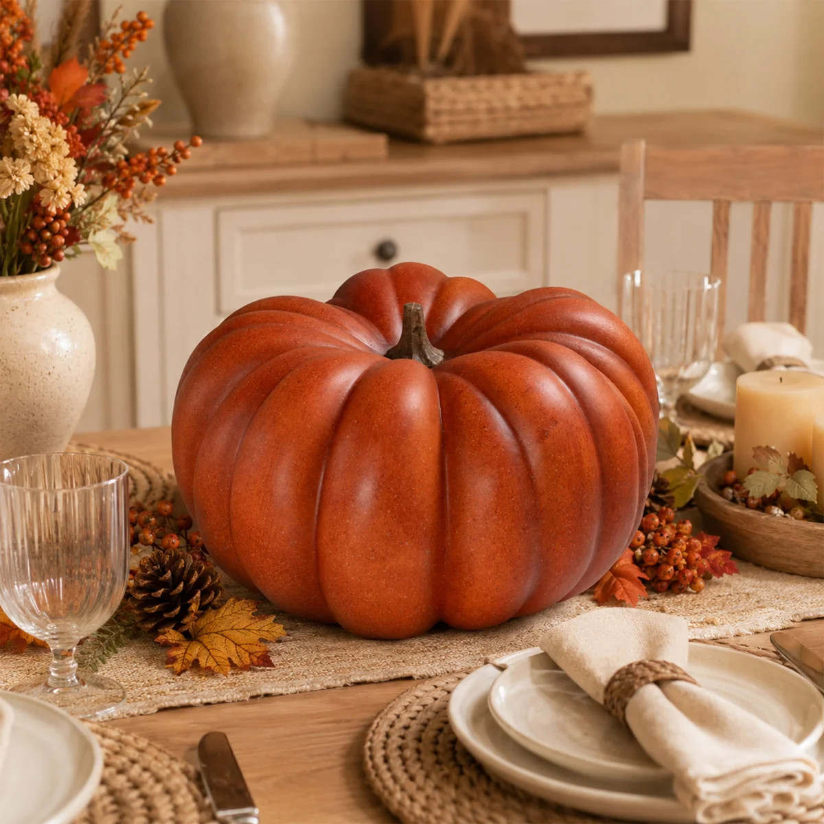 1PC Orange Halloween Pumpkin, Fall Porch Decor, Autumn Porch, Fall Decor for Indoor & Covered‑Outdoor Fall Decor for Tabletop Mantel Seasonal Home Decoration | Wayfair North America