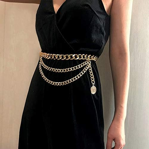 Amazon.com: Anglacesmade Bohemain Metal Layered Body Chain Belly Chain Belt with Coin Charm Penda... | Amazon (US)