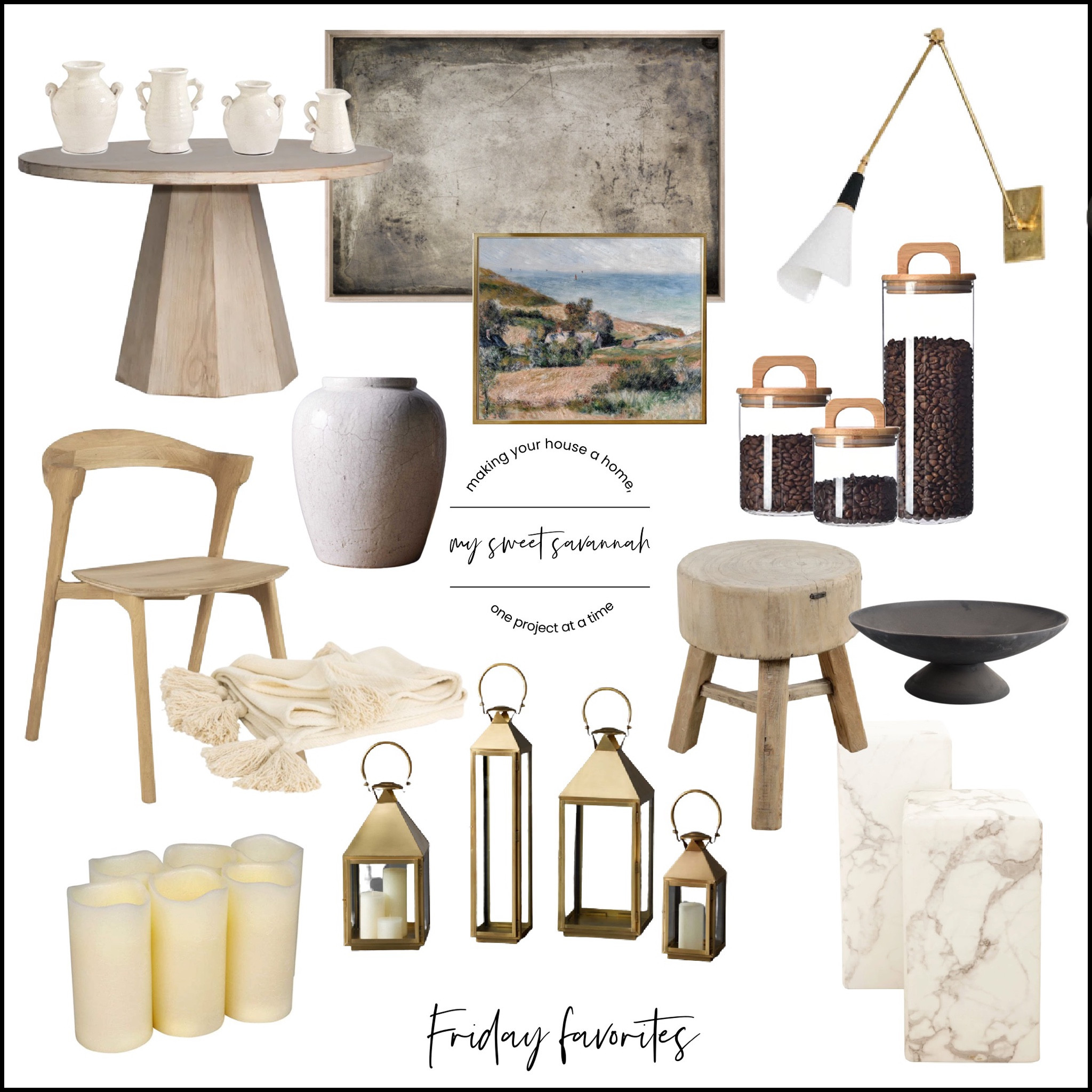 Friday favorites are here! Wood furniture, marble tables, fire pit, stool, blankets, home decor, seasonal, art, kitchen accessories, and more! 

#LTKhome #LTKFind #LTKSeasonal