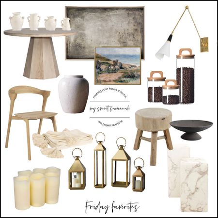 Friday favorites are here! Wood furniture, marble tables, fire pit, stool, blankets, home decor, seasonal, art, kitchen accessories, and more! 

#LTKhome #LTKFind #LTKSeasonal
