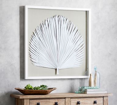 Palm Leaf Shadow Box Art - White | Pottery Barn (US)