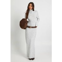 boohoo Women's Roll Neck Super Soft Knitted Maxi Dress in Grey | Size: Large | boohoo (US & Canada)