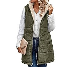 ECOWISH Women Long Puffer Vest: Fall Zip up Reversible Fleece Jacket 2023 Winter Warm Sleeveless ... | Amazon (US)