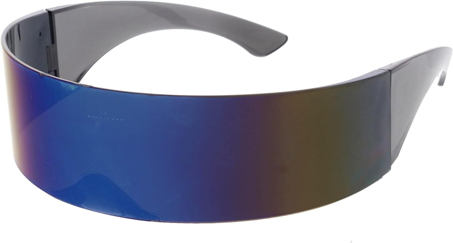 zeroUV - 80s Futuristic Cyclops Cyberpunk Visor Sunglasses with Semi Translucent Mirrored Lens | Amazon (US)