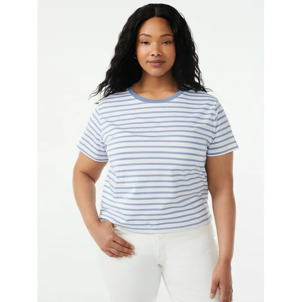 Free Assembly Women's Cropped Boxy T-Shirt with Short Sleeves - Walmart.com | Walmart (US)