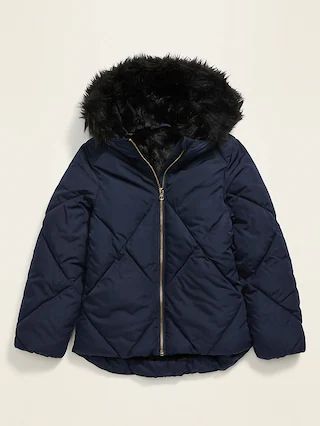 Frost-Free Faux-Fur Lined Hooded Puffer Jacket for Girls | Old Navy (US)