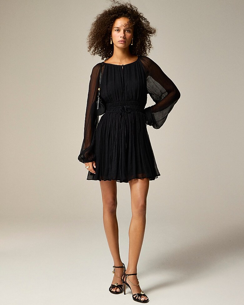 Elena long-sleeve mini dress in crinkle chiffon | J. Crew US