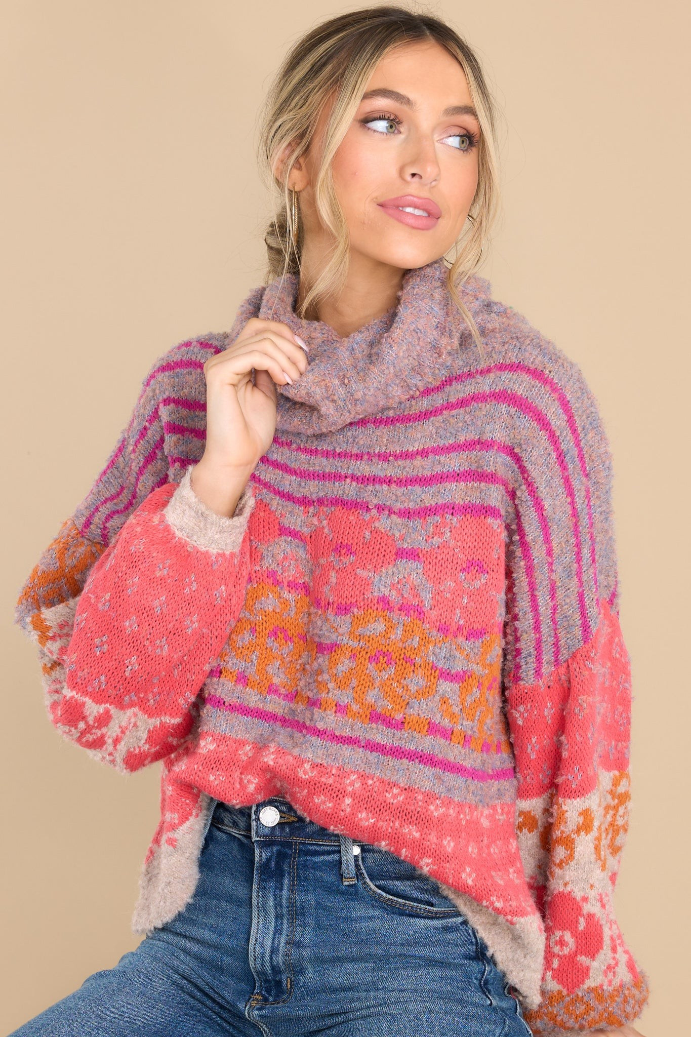 Magical Illusions Mauve Multi Sweater | Red Dress 