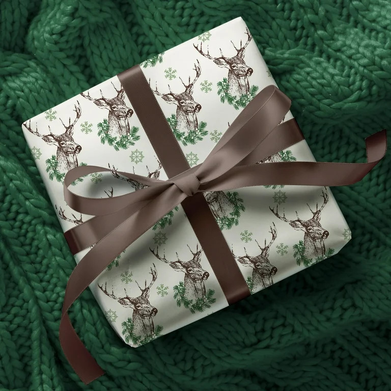 Multicolor Stag Christmas Wrapping Paper, 160 sq ft, by Holiday Time | Walmart (US)