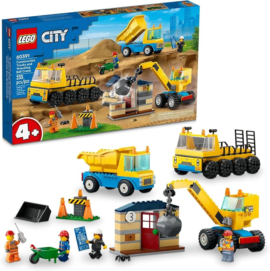 LEGO City Construction Trucks and Wrecking Ball Crane 60391 Building Toy Set for Toddler Kids Age... | Amazon (US)