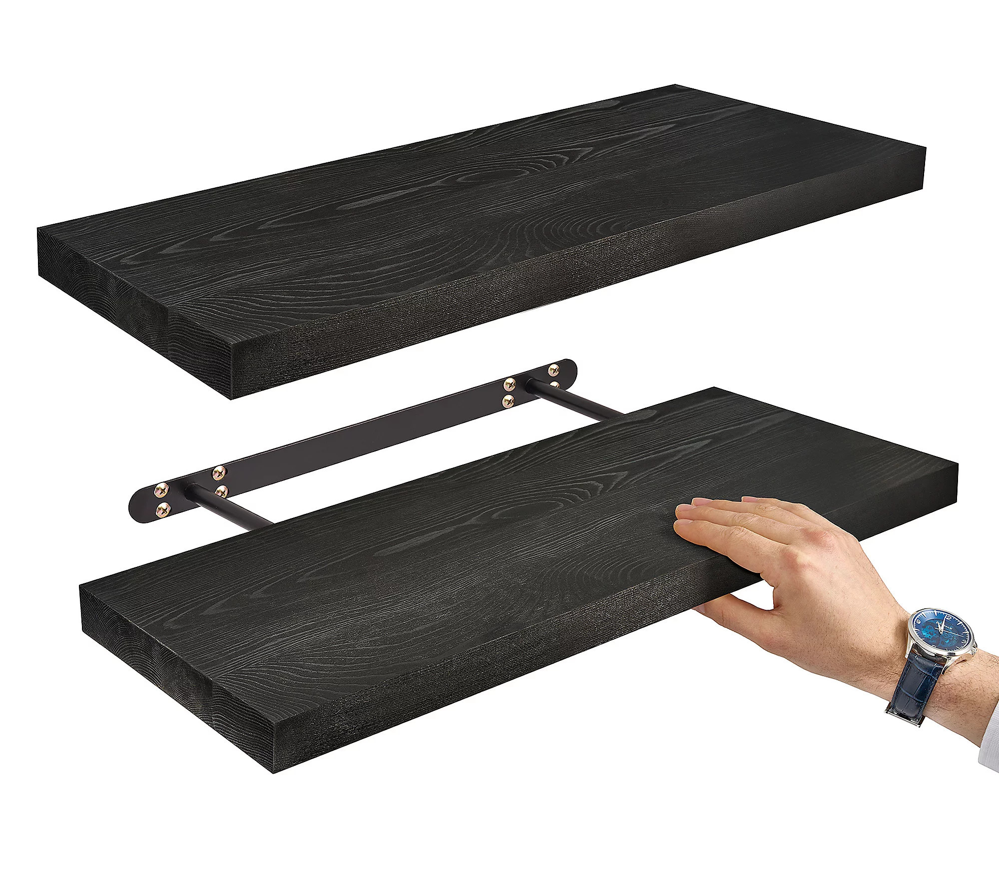 Sorbus Wood Floating Shelves for Wall - 24"" Sol id Shelves 2 Pc | QVC