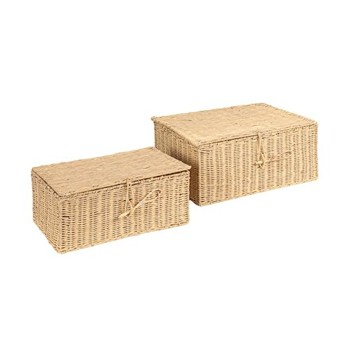 Creative Co-Op 2-Piece Hand-Woven Rattan Boxes with Closures, Natural | Amazon (US)