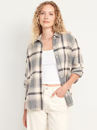 Flannel Boyfriend Button-Down Shirt | Old Navy (US)