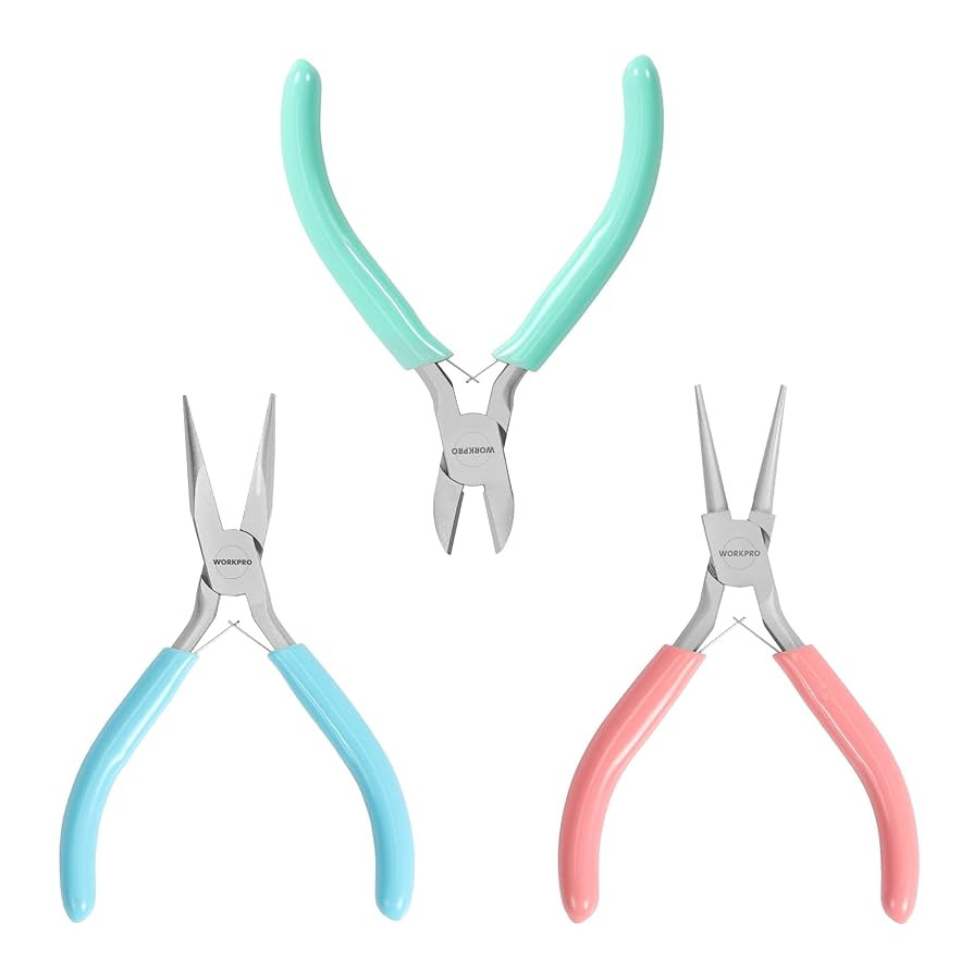 WORKPRO Jewelry Pliers Set, 3 Pack Jewelry Making Tool Kit Includes Mini Needle Nose Plier/Chain ... | Amazon (US)