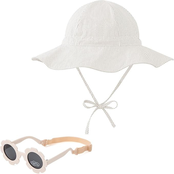 Zando UPF 50+ Wide Brim Baby Sun Hat with Sunglasses 0-12M - Sun Protection Infant Toddler Bucket... | Amazon (US)