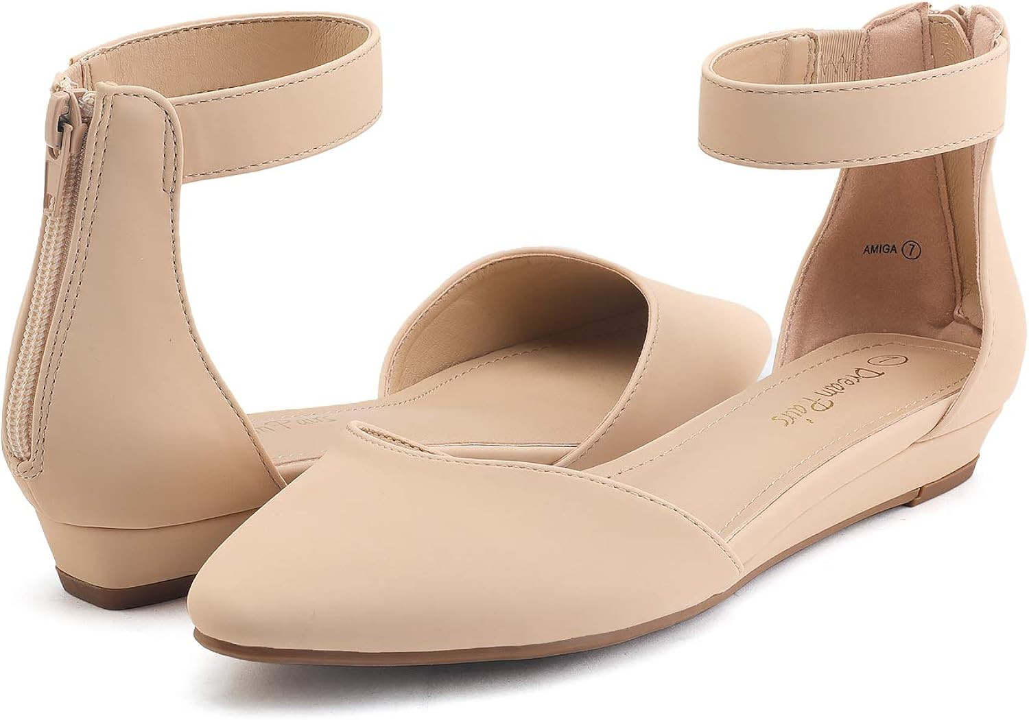 DREAM PAIRS Women's Low Wedge Ankle Strap Flats Shoes | Amazon (US)