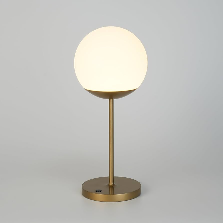 WEILAILUX Cordless Table Lamp with Globe Shade, Rechargeable Dimmable Bedside Light, Shower Lamp ... | Amazon (US)