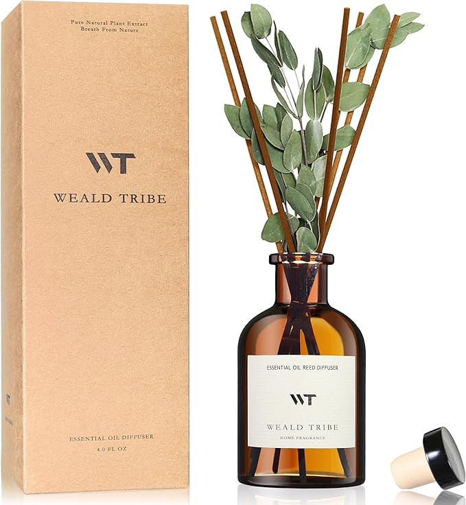 WEALD TRIBE Flower Reed Diffuser Set Eucalyptus & Lavender Scent For Bathroom Accessories Shelf D... | Amazon (US)