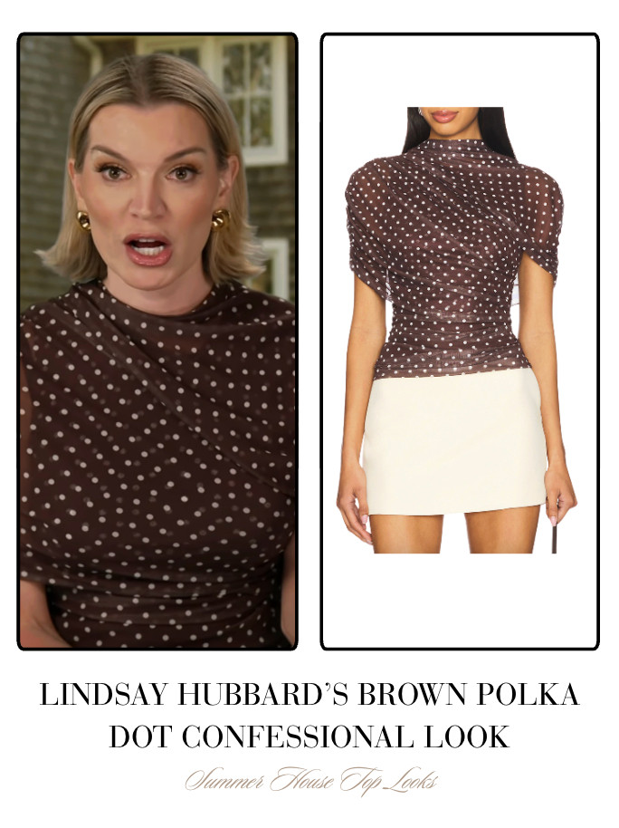 Lindsay Hubbard's Brown Polka Dot Confessional Look 

 