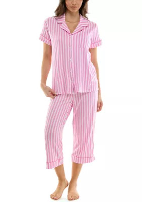Crown & Ivy™ Printed Notch Capri Pajama Set | Belk
