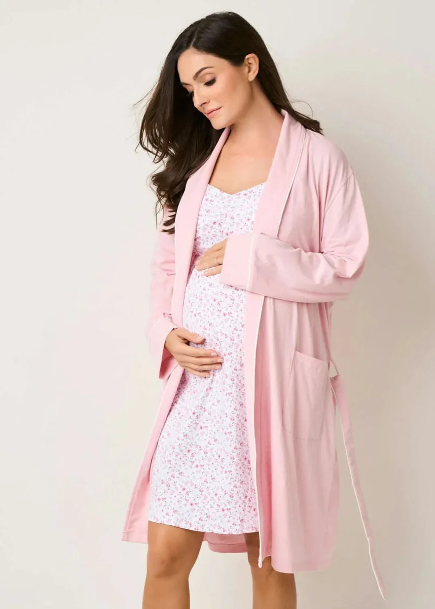 ESSENTIAL PIMA COTTON LOUNGEWEAR SET - BABY PINK + FLORAL PRINT | LIV & Company
