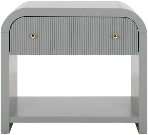 SAFAVIEH Couture Collection Liabella Light Grey 1-Drawer Curved Nightstand (Fully Assembled) | Amazon (US)