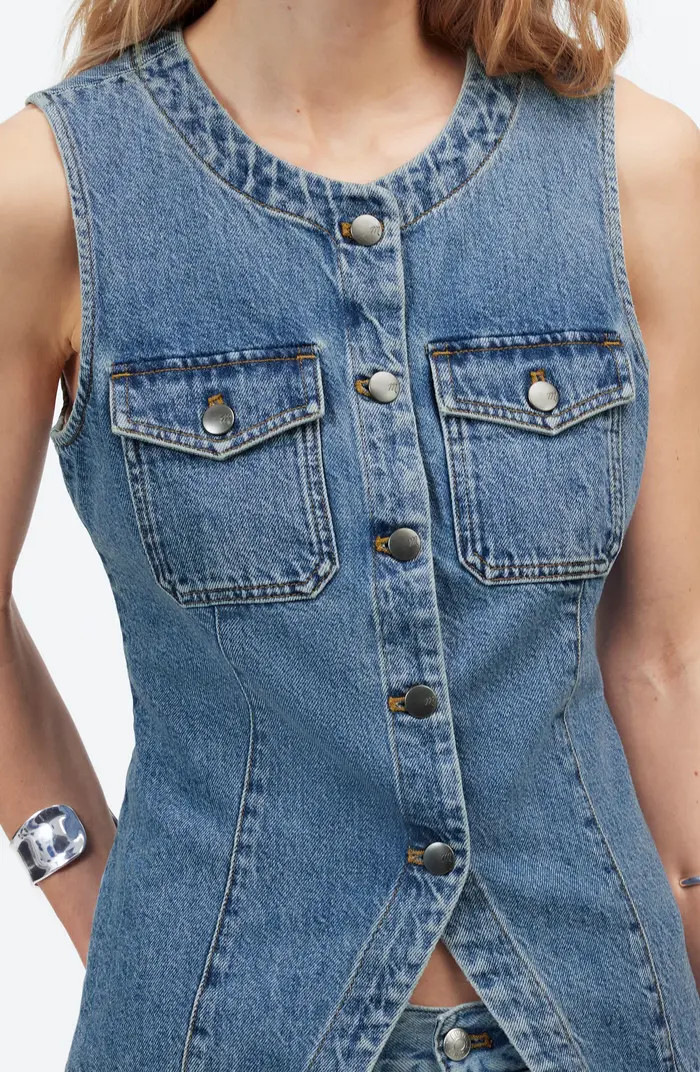 Denim High Crewneck Vest | Nordstrom