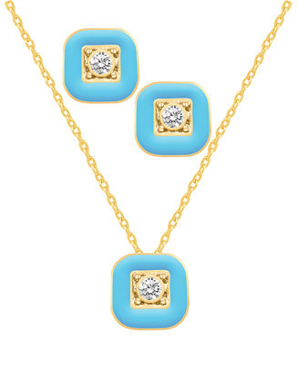 Crystal Enamel Necklace and Earring Set, 2-Piece | Macy's