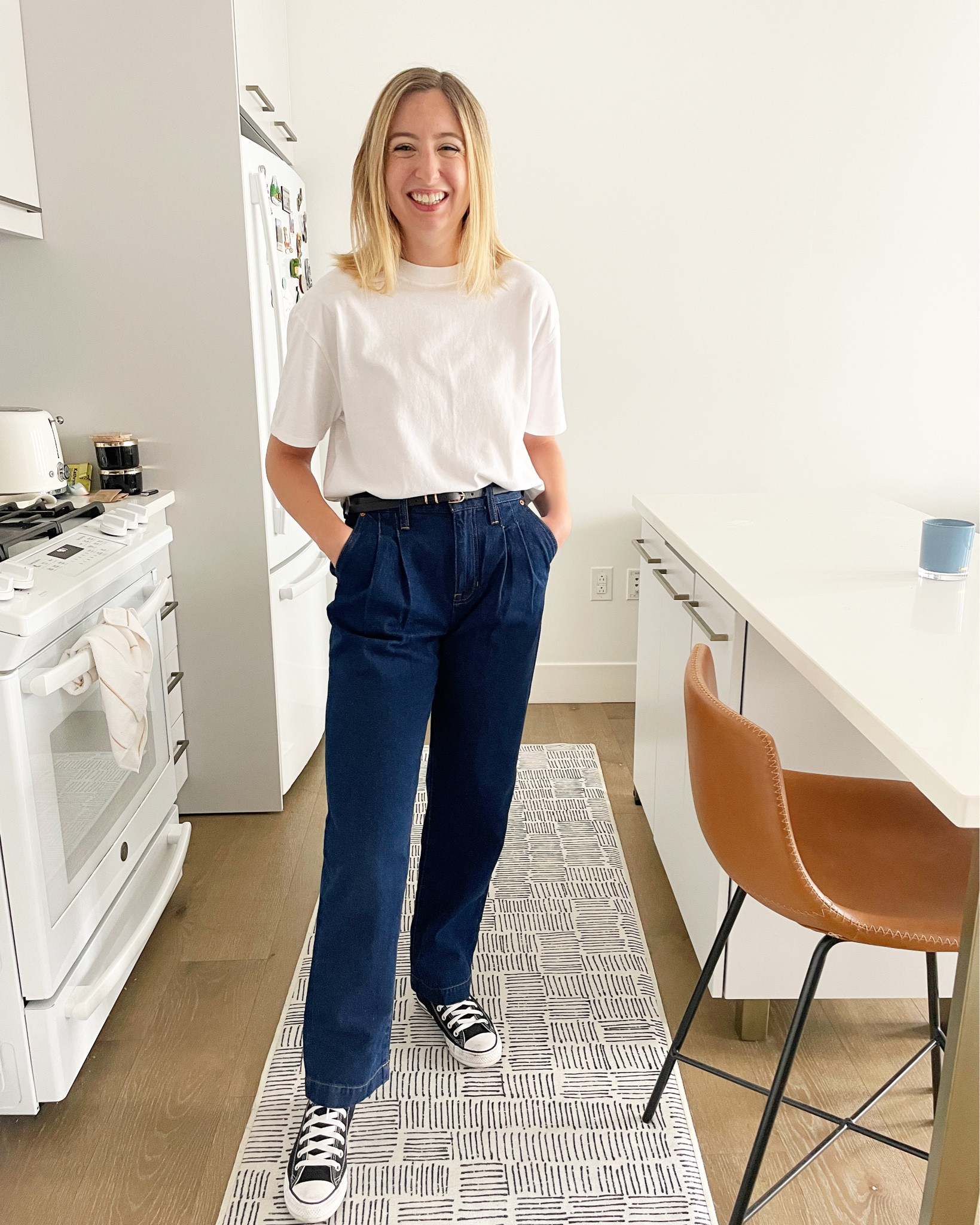 Easy white tee outfit▫️I also love these baggy jeans from @madewell (and they are on sale!!) I typically don’t like this style, but these fit perfect around the waist and I can see why people like them. The mix of the tailored and baggy really works! 🥰
•
26 in @madewell baggy straight jeans 
S in essential easy tee @abercrombie 
8.5 in @nordstrom converse
•
•
•
•
•
#whitetee #tailoredjeans #jeans #casualoutfit #casualfashion #springlook #springfashion #tshirt #baggyjeans #converse #casuallook #springoutfit #ootd #outfitoftheday #outfits #outfitinspiration #outfitpost #outfitideas #casualoutfitidea #polishedoutfit #workoutfit #outfitforwork #dayoutfit #workfashion #worklook #daylook #dayfashion

#LTKfit #LTKsalealert #LTKstyletip