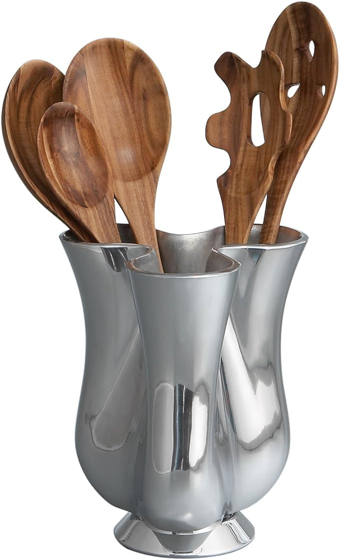 nambe Tulip Tool Jug with 5 Piece Kitchen Tool Set | Utensil Holder for Countertop with Assorted ... | Amazon (US)