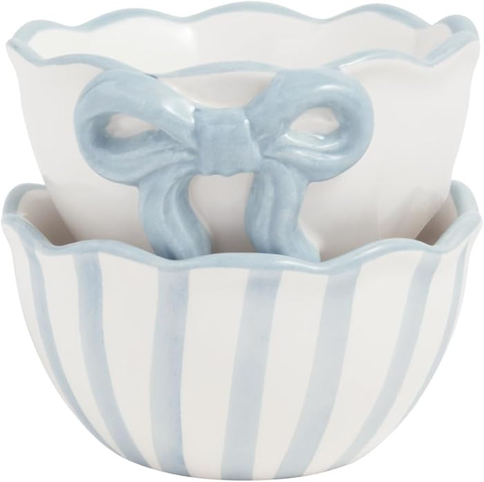 Mud Pie Ceramic Stripe and Blue Bow Ramekins | Amazon (US)