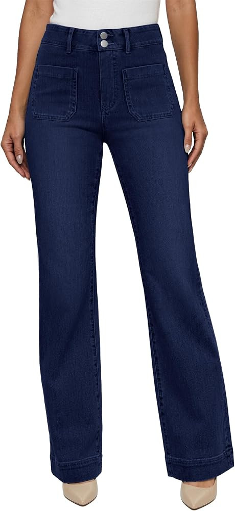 FireSwan Straight Leg Jeans for Women High Waist Stretchy Denim Pant Trendy | Amazon (US)