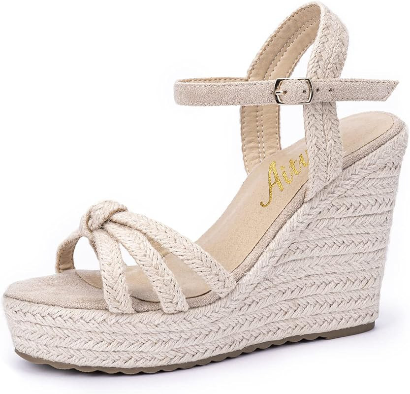 Aituis Platform Espadrille Wedge Sandals for Women Open Round Toe Ankle Buckle Strap Dressy Casua... | Amazon (US)