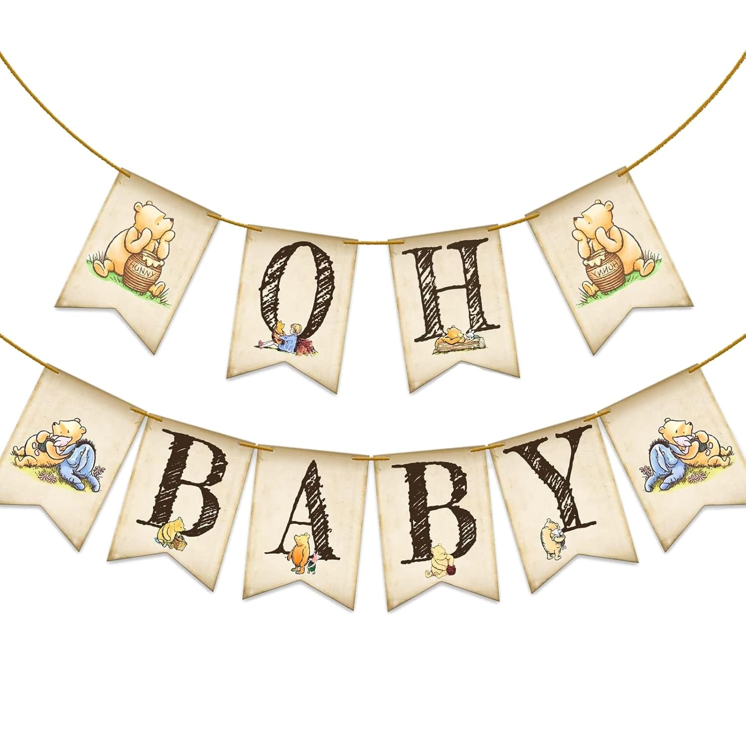 Oh Baby Banner - Winnie Baby Shower Decorations, Classic Pooh Baby Shower Banner for Birthday Par... | Amazon (US)