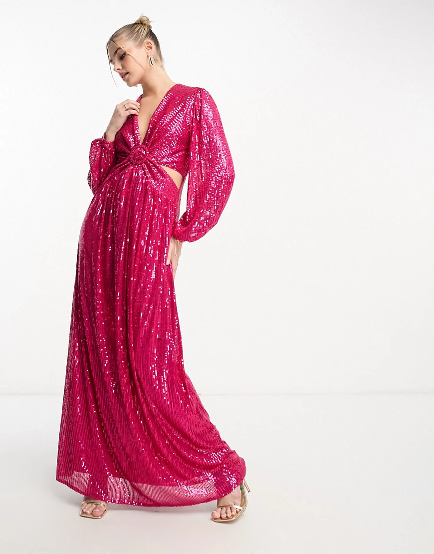 Style Cheat sequin cut-out maxi dress in bright pink | ASOS (Global)