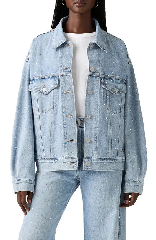levi's '90s Rhinestone Embellished Denim Trucker Jacket in Dazzle Me Trucker at Nordstrom, Size X-Large | Nordstrom