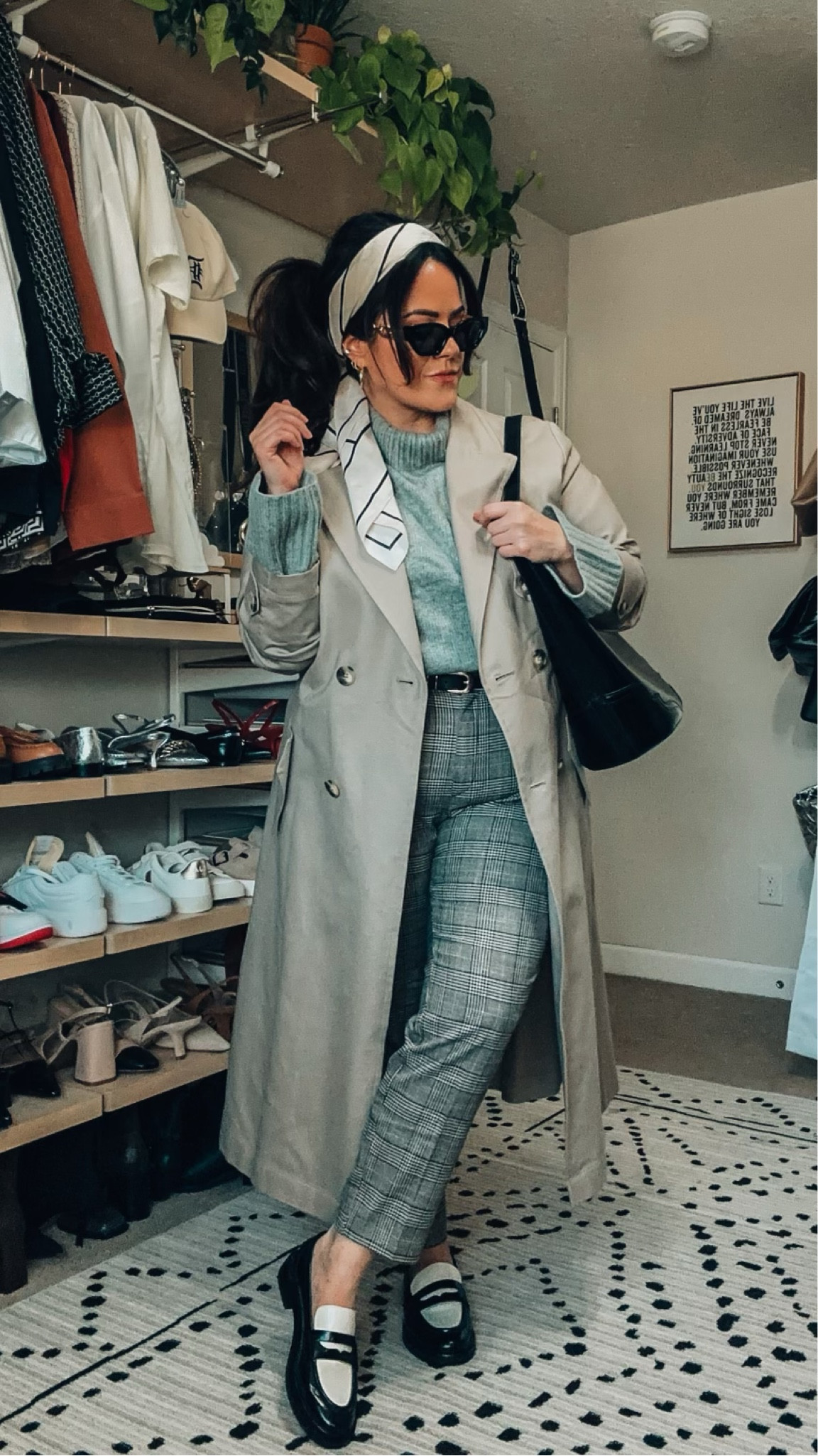 Midsize Fall Capsule Wardrobe Outfit Ideas | Trench coat | Plaid trousers | Abercrombie sweater | Madewell loafers | hair scarf | fall outfit ideas

#LTKmidsize #LTKworkwear #LTKSeasonal