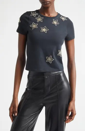 Cindy Embellished Star Cotton Crop T-Shirt | Nordstrom