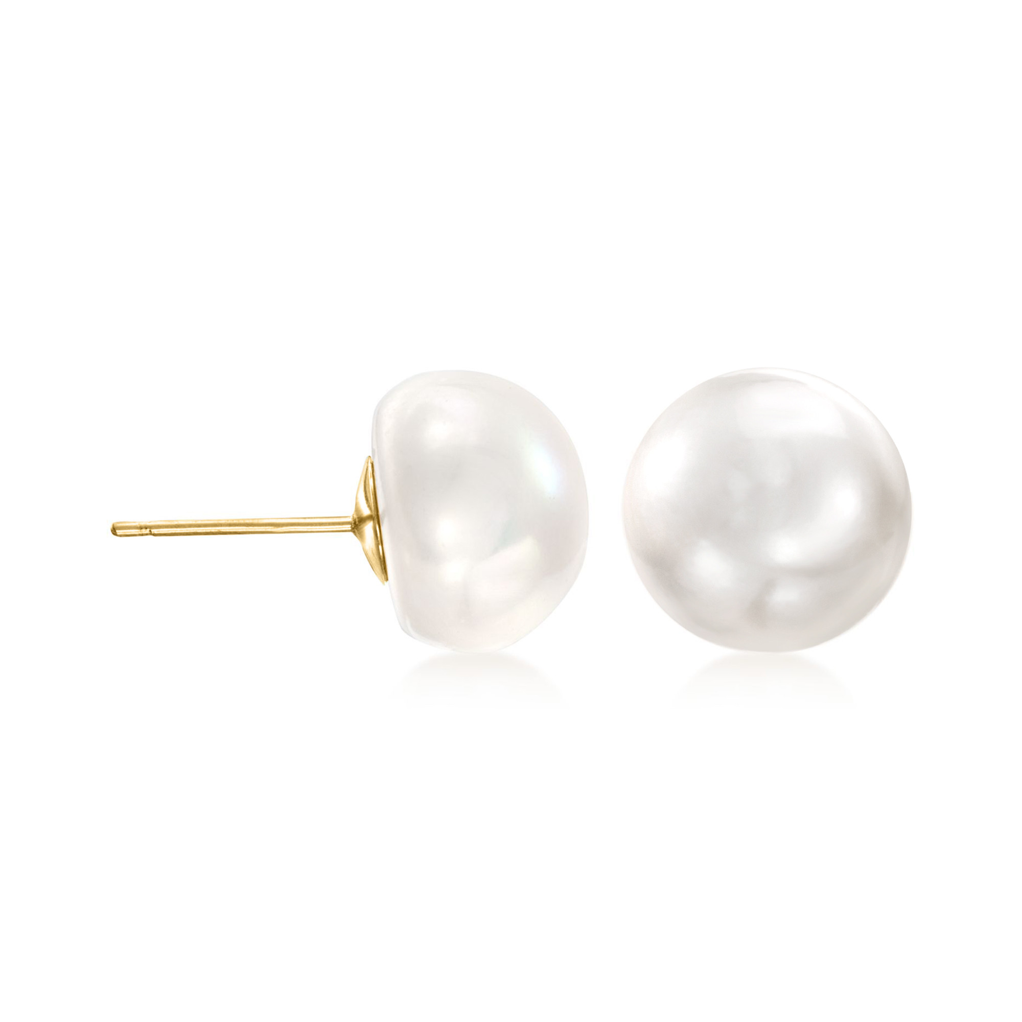 10-11mm Cultured Pearl Stud Earrings in 14kt Yellow Gold | Ross-Simons